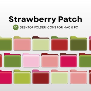 ストロベリー Mac フォルダ アイコン、Mac OS フォルダ、デスクトップ ファイル アイコン、Mac 整理アイコン、コンピュータ整理、赤、緑、フォルダ アイコン