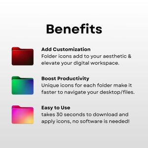 Sleek Gradient Desktop Icons, Folder Icons for Mac and iMac, Rainbow Gradient Mac Folder Icons, Mac Desktop Icon Pack, Custom Folder icons image 5