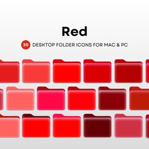 フォルダアイコン、Mac PC用の赤いアイコン、Mac用のデスクトップアイコン、PC用のフォルダアイコンバンドル、デジタルコンピュータの整理、デスクトップファイルアイコン、赤