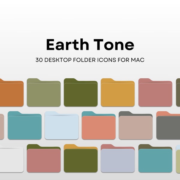 Earth Tone Desktop Folder Icons for Mac, Folder Icon Bundle for Mac IOS, Rustic Icon Pack, Computer Organization, Aesthetic Folder Icons
