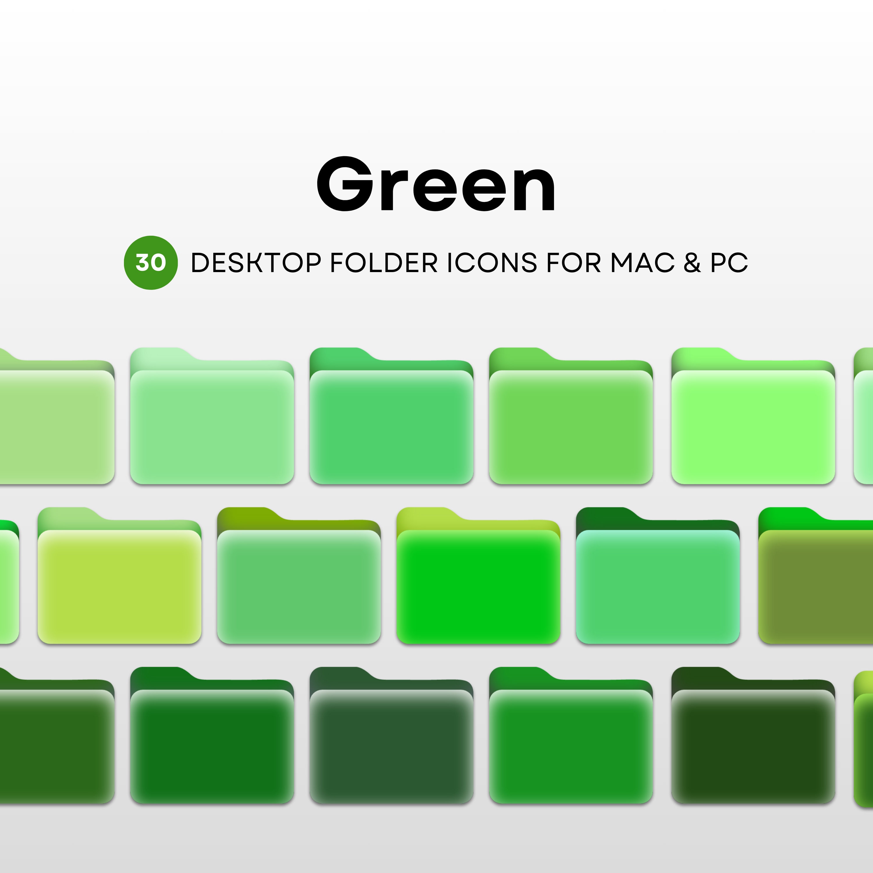 Folder Icons, Green Icons for Mac PC, Desktop Icons for Mac, Folder ...