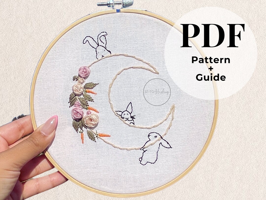 PDF Embroidery Pattern Guide Rabbit Embroidery Pattern Etsy