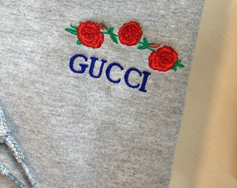 Gucci Rose Embroidered Grey hoodie