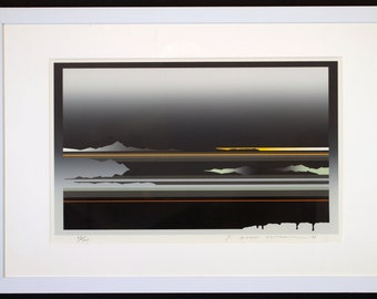 Minimalist Beauty, Skyscape Artist Tetsuro Sawada, Silkscreen Original in Frame