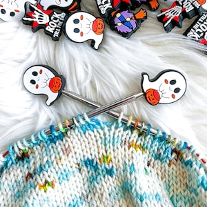 Halloween Ghosts Knitting Needle Stoppers, Point Protectors, Knit Notions, Knit Protectors, Halloween Knitting Stoppers, Stitch Stoppers