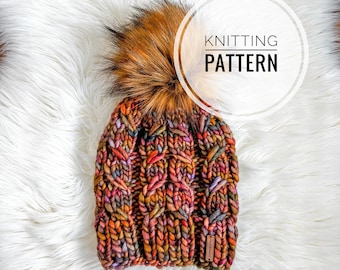 Sugar Twist Beanie Knit PATTERN, Intermediate Knitting, Knitting Pattern, Adult Size Only, Super Bulky Adult Hat, Cable Knit Pattern