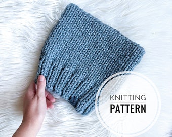 Cat Ear Beanie Knitting Pattern, Super Bulky Kitty Hat PDF, Baby to Adult Sizes