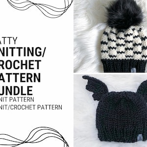 Bat Beanie Knit Pattern, Knitting Pattern, Halloween Beanie Knit Pattern Design, Goth Knitting, Knitting Instructions, Batty Knit Hat