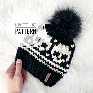 Mini Skulls Beanie PATTERN, Knit Pattern, Halloween Beanie Pattern, Beginner Pattern, Goth Hat, Pattern for Baby, Toddler, Child