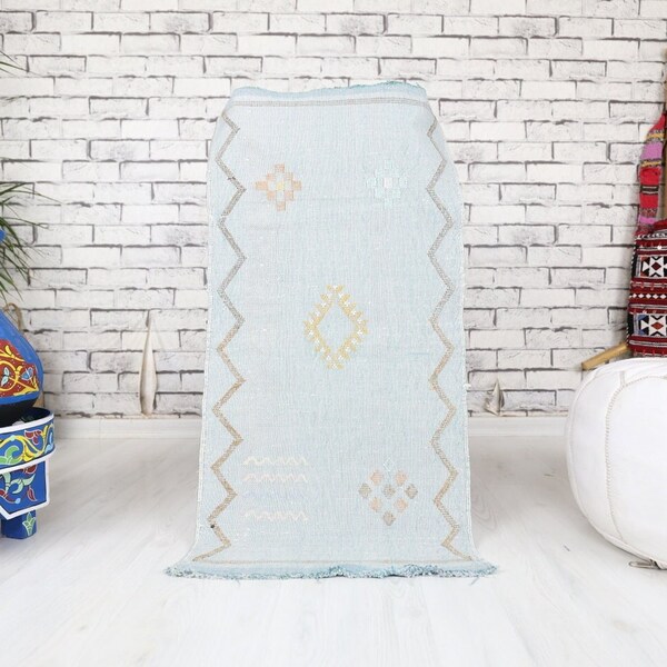 Sabra Rug 1,4 x 2,9 ft Moroccan Cactus Silk Rug, morrocan rug, Ethnic Rug,  Boho Rug,  Moroccan Style Carpet