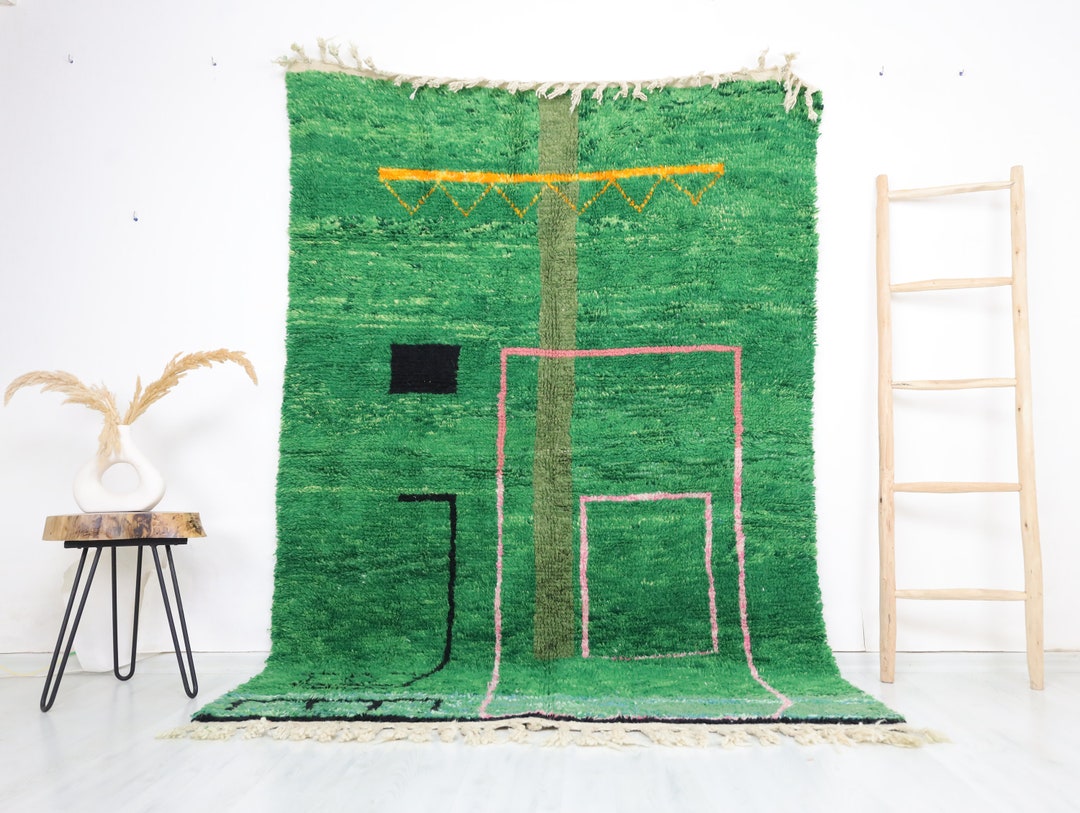 Moroccan Rug Green Custom Beni Ourain Rug Authentic Custom Etsy