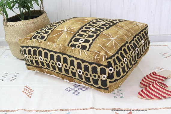 20%off Mudcloth Pouf Cover Mudcloth Pillow Pouf, 20 by 20 Inch