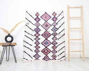 Boucherouite Rug, Colorful Rug ,runner rug 4,8*3,6 ft ,Moroccan Rug,,Vintage Boucherouite rug, boho rug,boucherouite rug,old rug