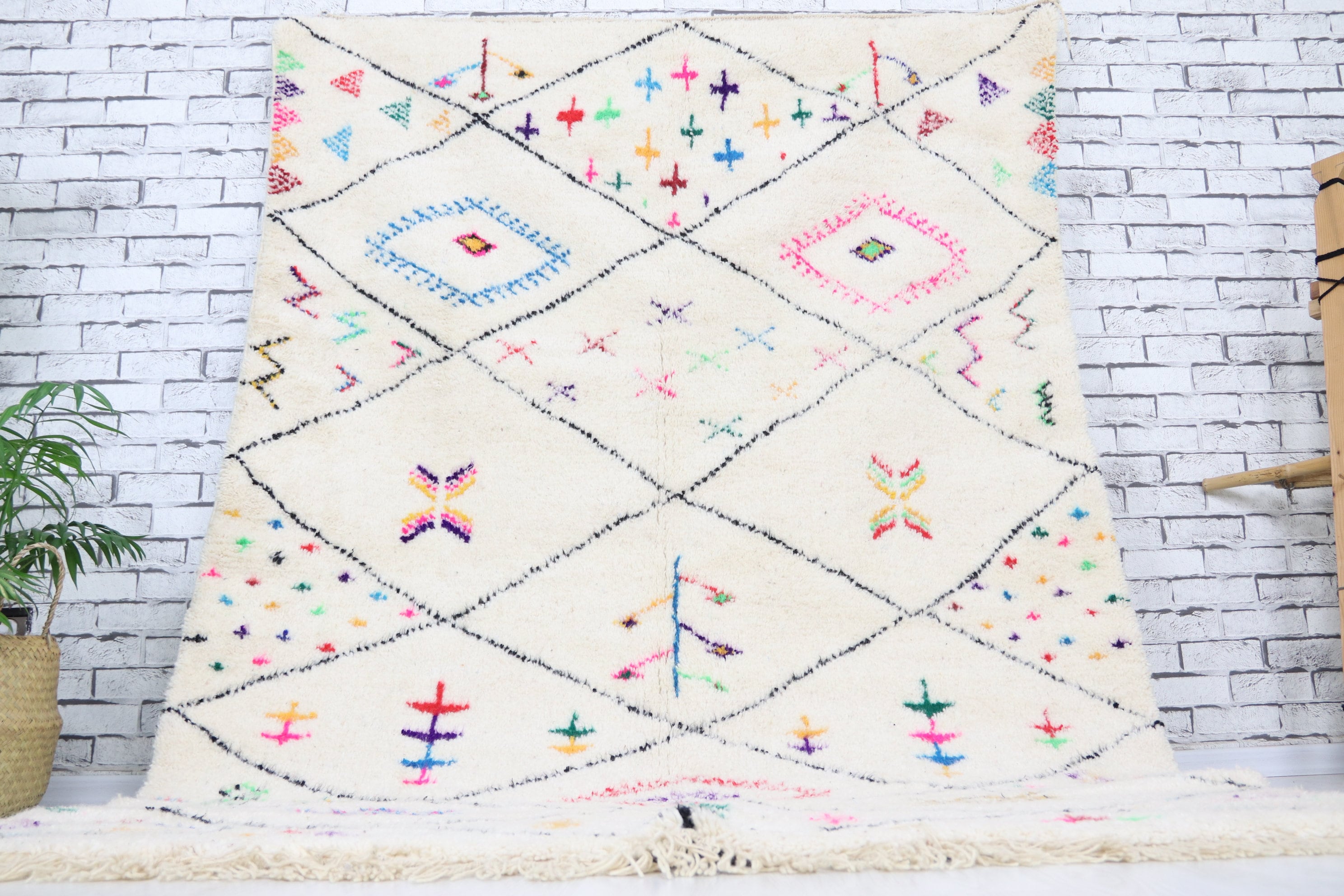 Moroccan Rug-berber rug-Custom rug Beni ourain rug-Custom Beni Ourain rug-Colorful beni Rug-Handmade rug-Wool rug