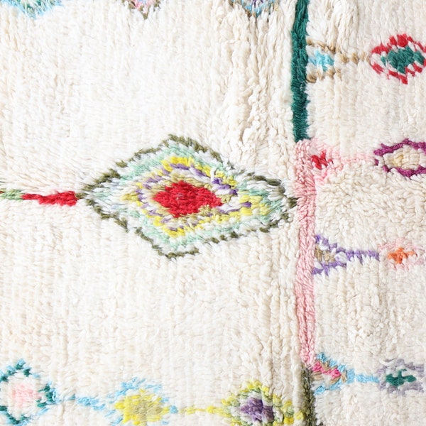 Personalized gifts,Azilal Rug-Colorful Rug Moroccan Rug-Beni Ourain  Rug  5,1 x 8,2 ft-Wool Berber Carpet-Handmade Ivory Azilal Teppich