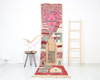 Gift for her Moroccan Rug, runner rug - Colorful Rug Moroccan Rug 2,6 x 11,2 ft-kilim rug-Moroccan Rug-Berber  Boho Rug