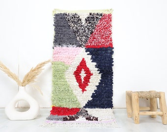 Boucherouite Rug, Colorful Rug ,runner rug 3,3*1,6 ft ,Moroccan Rug,,Vintage Boucherouite rug, boho rug,boucherouite rug,old rug