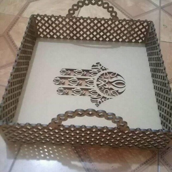 Laser cut file serving tray