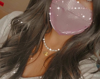 Rhinestone Face Mask | Cotton Filter Pocket 2 Layers | Reusable and Washable | Protective Dust Mask