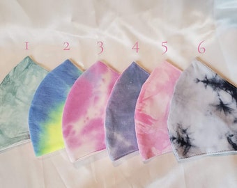 Tie Dye Cotton Face Mask: Breathable Muslin Lining, Filter Pocket