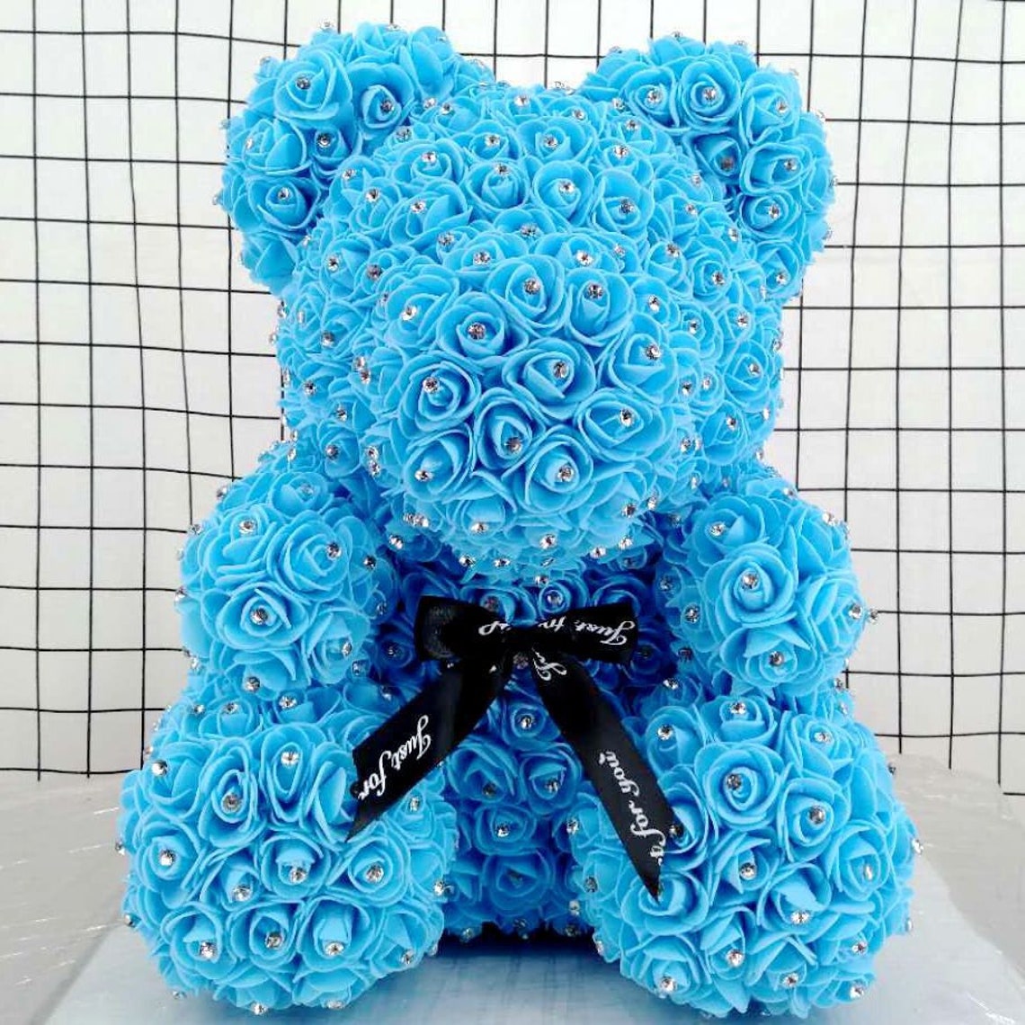 Rose Bear Blue Rose Teddy Bear Flower Teddy Bear Perfect Etsy UK