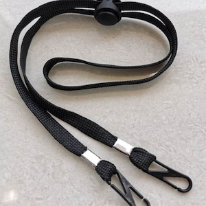 Black Mask Lanyard | Face mask Necklace | Face Mask Lanyard | Mask Holder Strap | Lightweight Cord Adjustable Length Clip
