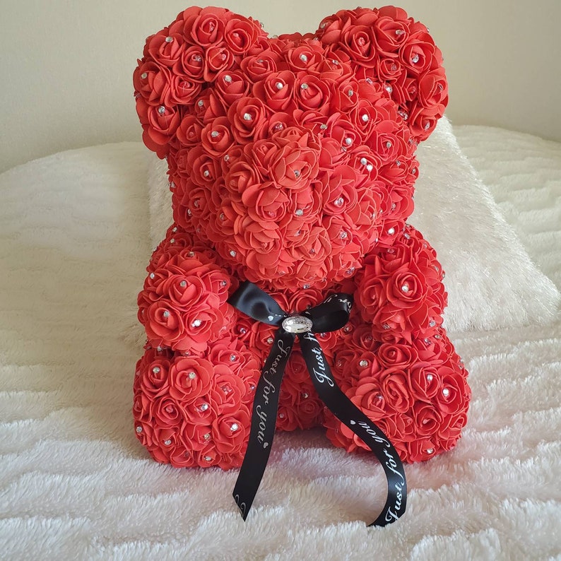 Rose Bear Rose Teddy Bear Flower Teddy Bear Rose Teddy Etsy