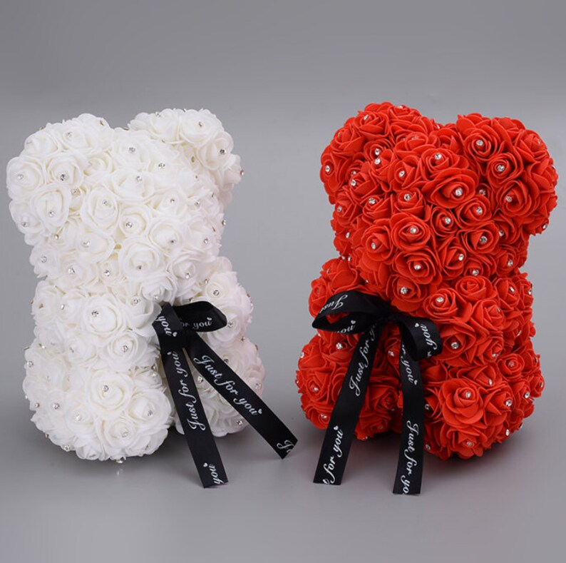 Rose Bear Rose Teddy Bear Flower Teddy Bear Rose Teddy Etsy