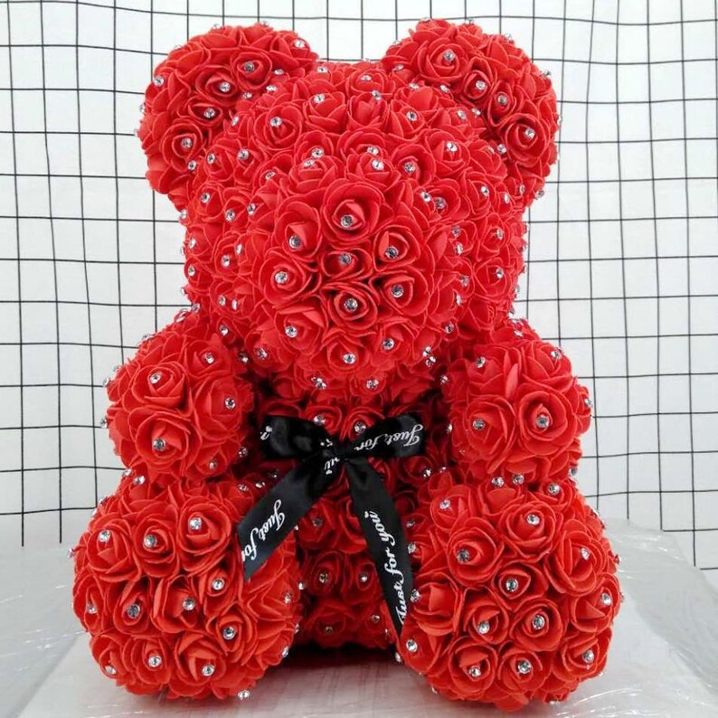Rose Bear Rose Teddy Bear Flower Teddy Bear Etsy