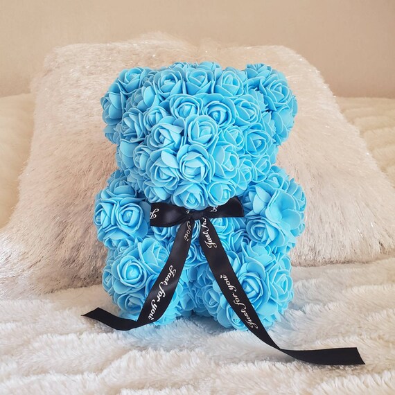 blue rose teddy bear