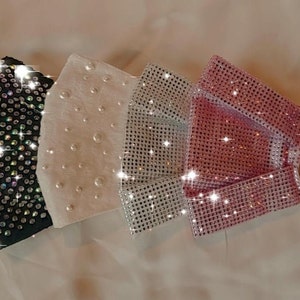 Rainbow Rhinestone Face Mask Bling Face Mask Reusable and Washable Includes Filter Pocket image 1