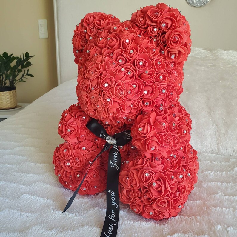 Rose Bear Rose Teddy Bear Flower Teddy Bear Rose Teddy Etsy