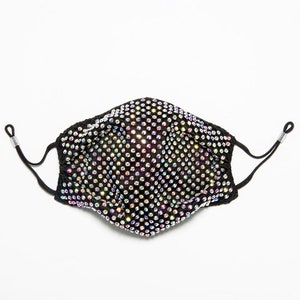 Rainbow Rhinestone Face Mask Bling Face Mask Reusable and Washable Includes Filter Pocket image 3