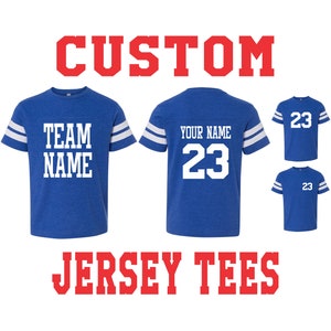YOUTH CUSTOM JERSEY T Shirt Tee Kids Toddler Child Name Number Birthday Gift Personalized Team Color Baseball Soccer Footbal Hockey Racing