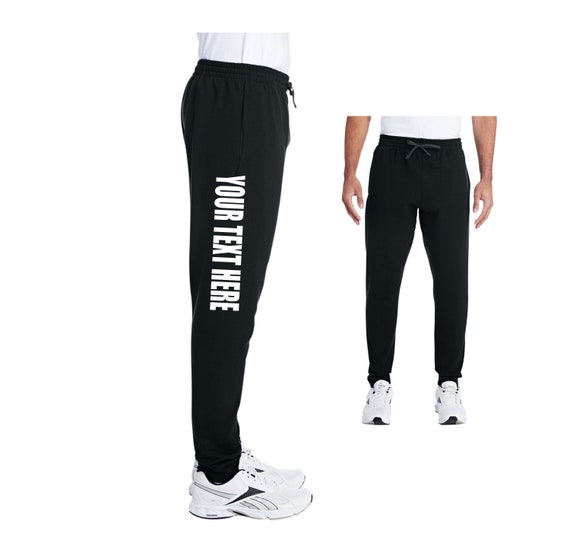 CUSTOM JOGGER PANTS Black Sweatpants Workout Gym Side Leg Your Text Here  Personalized Customized Printed Men's Husband Boyfriend Gift Mr -   Canada