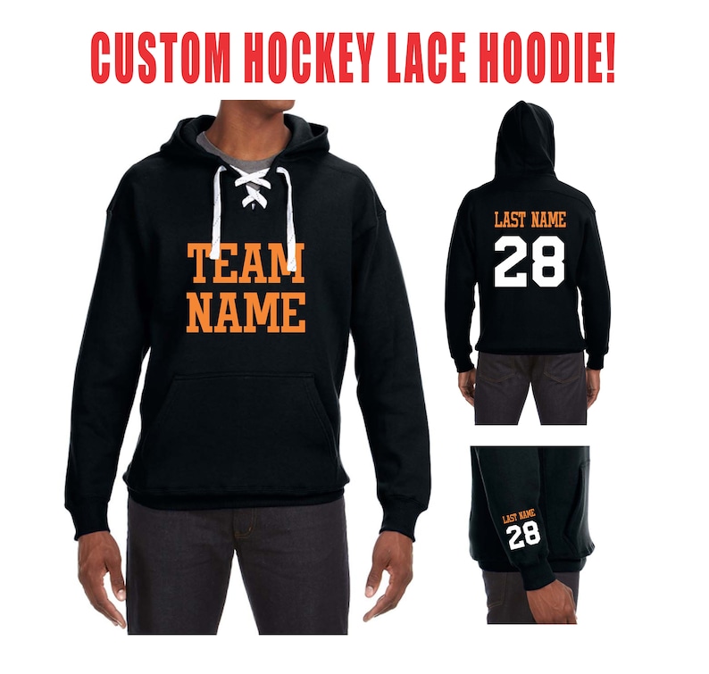 CUSTOM HOCKEY HOODIE Black Hooded Pullover Sweatshirt Shirt Etsy