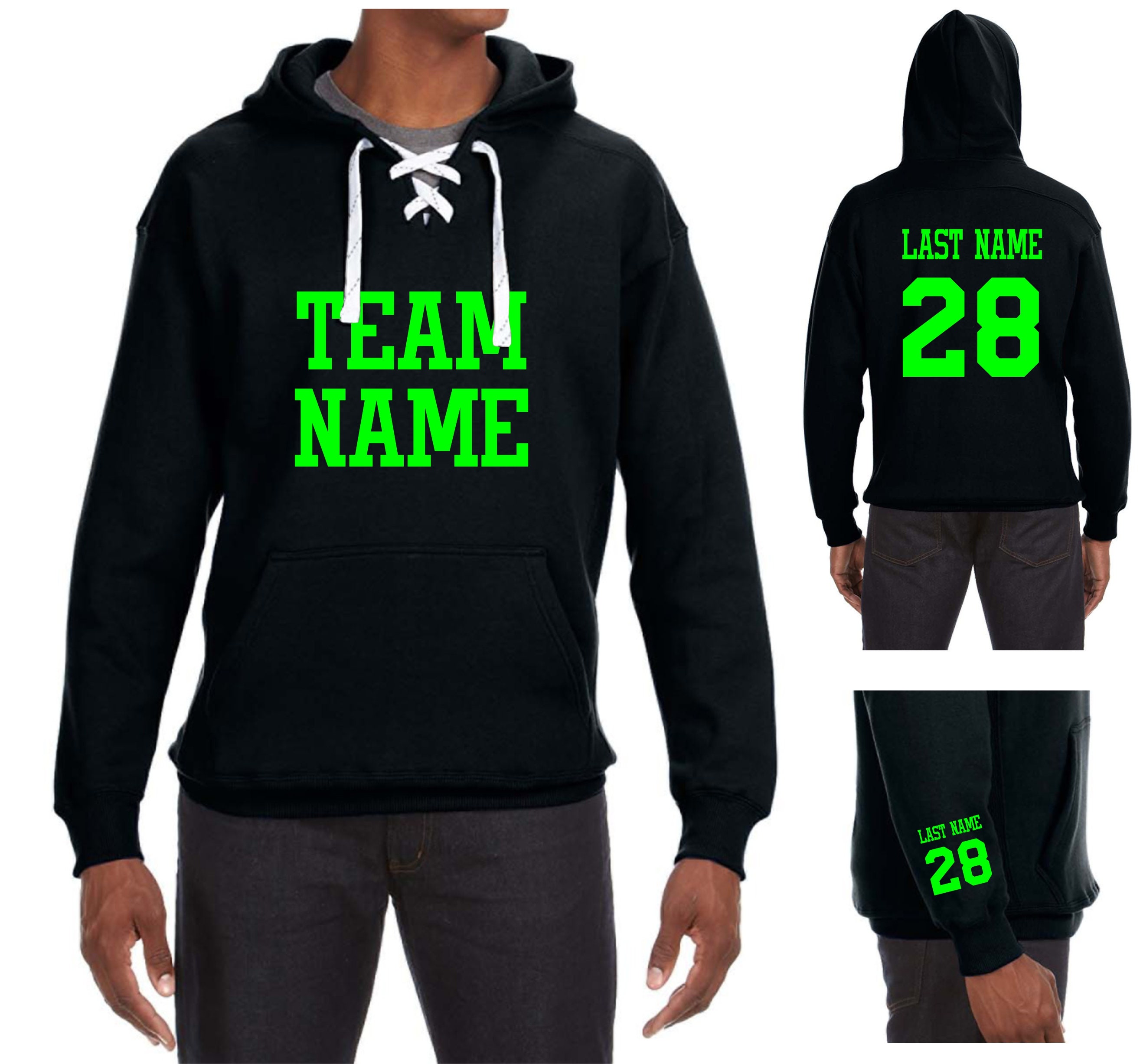 custom hockey sweatshirts with laces