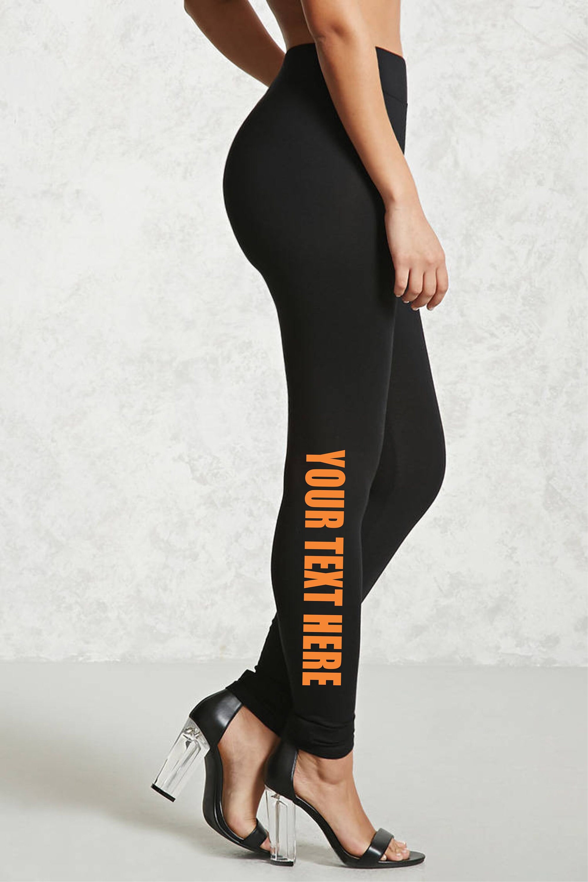 CUSTOM LEGGINGS Black Pants Workout Yoga Gym Side Lower Leg | Etsy