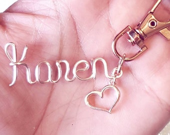 Custom Rose gold Name Keychain, custom name keychain, Name key chain, Purse charm, Key chain, Personalized Name Gifts, Wire Name Keychain,