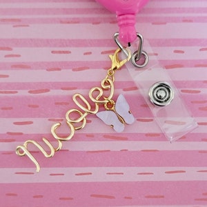 Custom badge charm, badge reel, badge charm, nurse badge reel, nurse accessories, badge reel charm, badge reel charms, butterfly reel charm