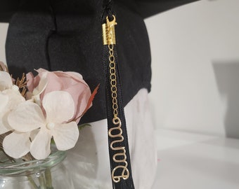 Graduation Cap Tassel Charm, custom graduation hat, 2024 graduation gift, custom name graduation tassel charm