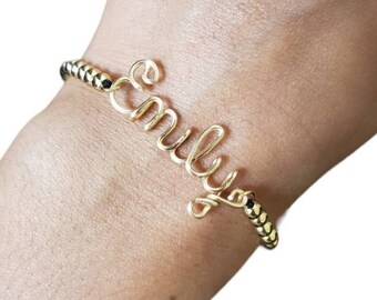 AANGEPASTE NAAM ARMBAND, naamarmband, gepersonaliseerde naamarmband, aangepaste draadnaamarmband, draadnaamketting, aangepaste kralenarmband