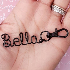 Custom Name Keychain, Name keychain, Purse charm, Custom Keychain, Keychain, Personalized Gifts, Wire Name Keychain, black keychain