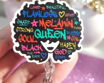 Afro badge reel, nurse badge reel, badge reel, black girl magic badge reel