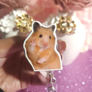 Hamster badge reel, nurse badge reel, funny badge reel, humorous badge reel, hamster meme badge reel, peace hamster