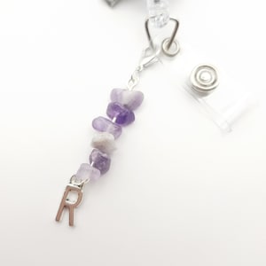 Custom badge charm, custom badge reel, badge charm, nurse badge reel, badge reel charm, initial, badge reel, natural stone badge charm