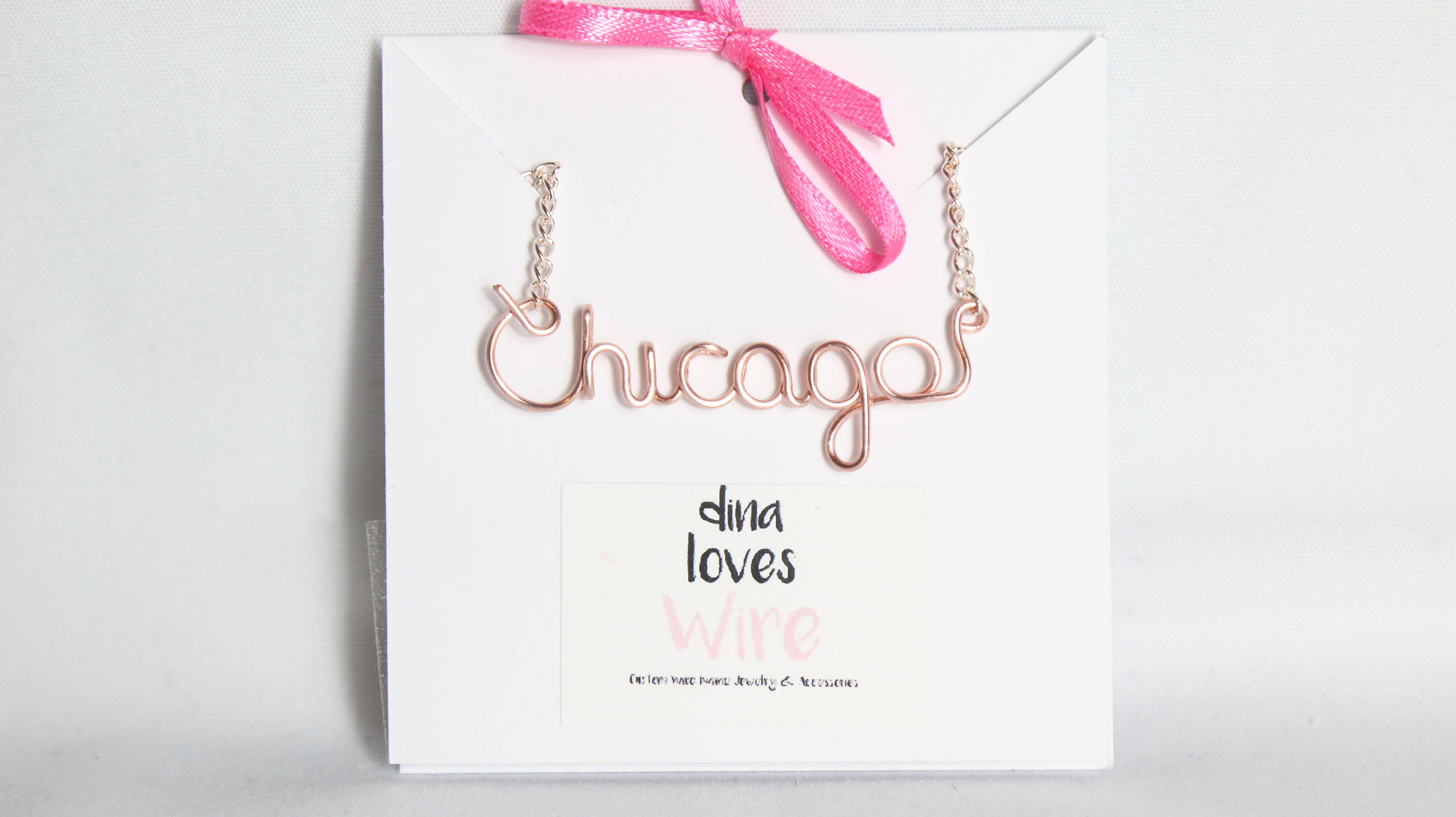 rose gold chicago necklace