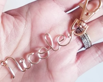Rose gold Name Keychain, custom rose gold keychain, Name keychain, Purse charm, Keychain, Personalized Name Gifts, valentines gift for her