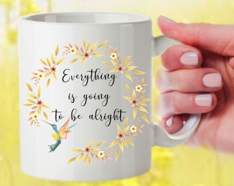 Mug à café personnalisable couronne florale colibri, encouragements inspirants, tasse à thé personnalisable, cadeau