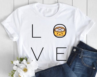 LOVE Kawaii Dimsum Unisex T-shirt Cute Dumpling Bun Shirt Food Tee for Japanese Anime Manga Lover Funny Chinese Dim-Sum Asian Foodie Gift